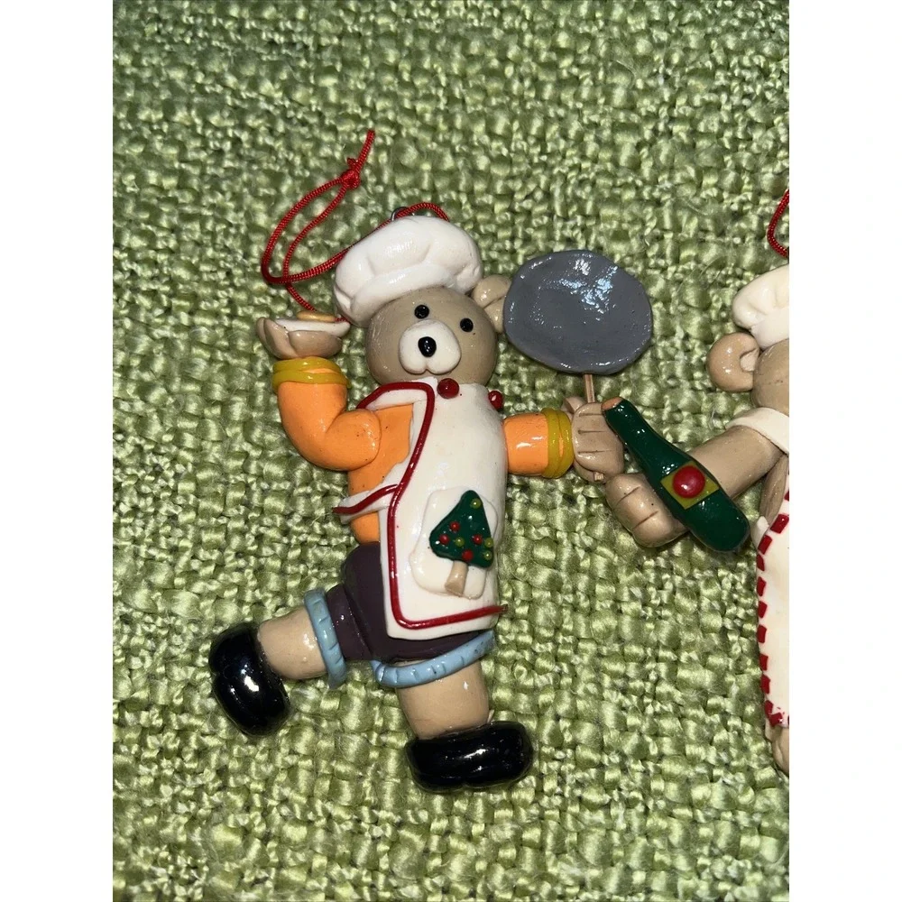 Salt dough like christmas ornament Teddy bear bakers , set of 3 , 3.5 inch  CUTE